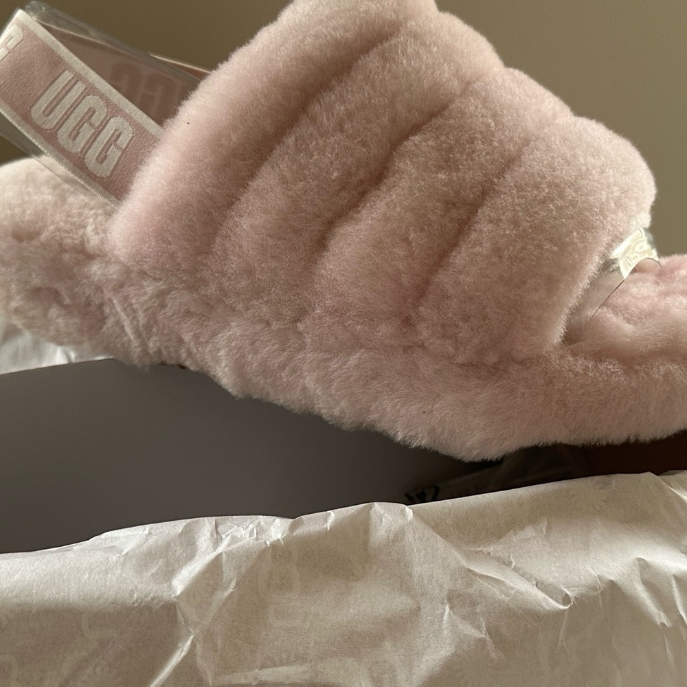 UGG Soft Pink Fluffy Slides